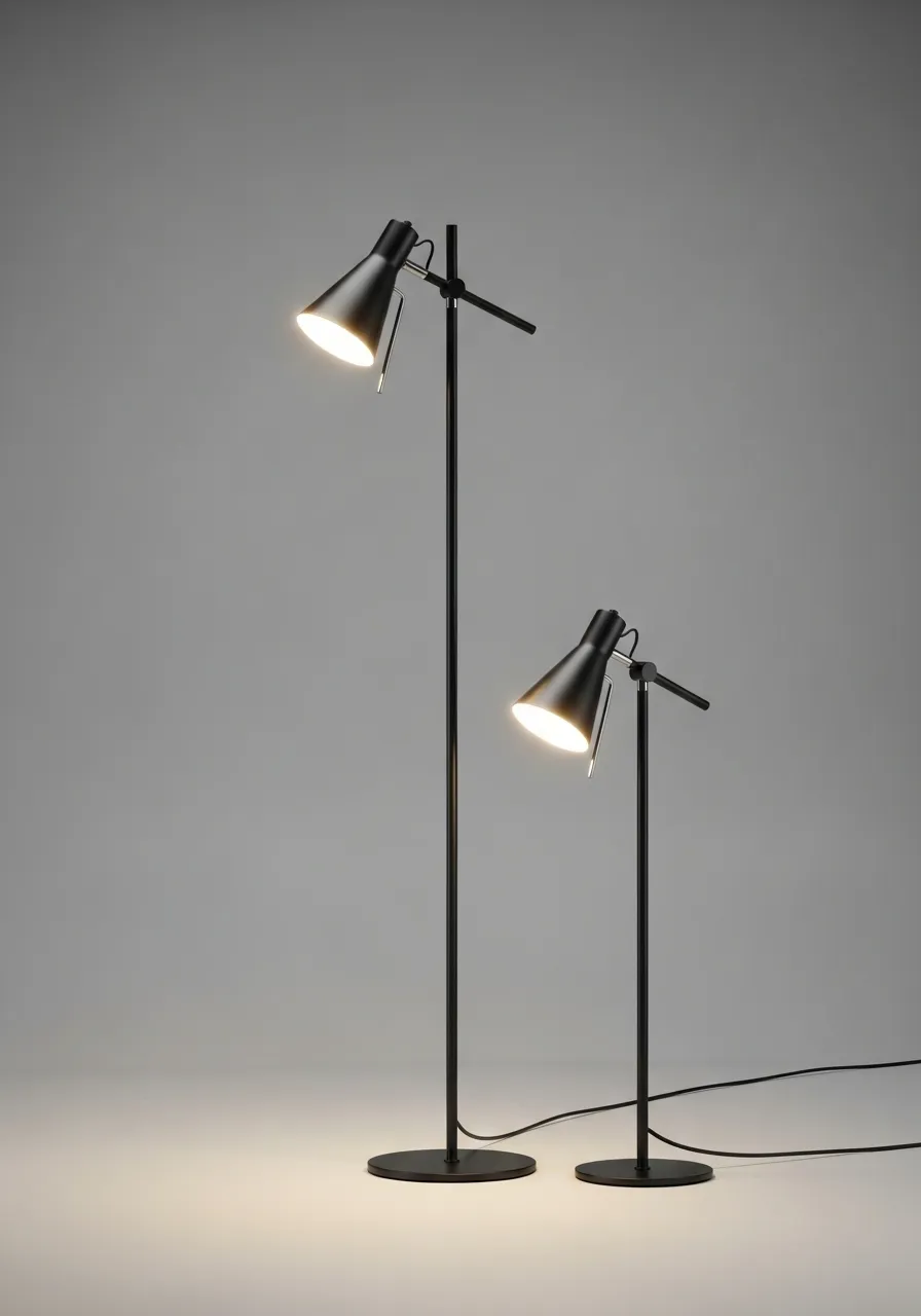 Nova Modern Metal Lambader ve Minimalist Masa Lambası Seti
