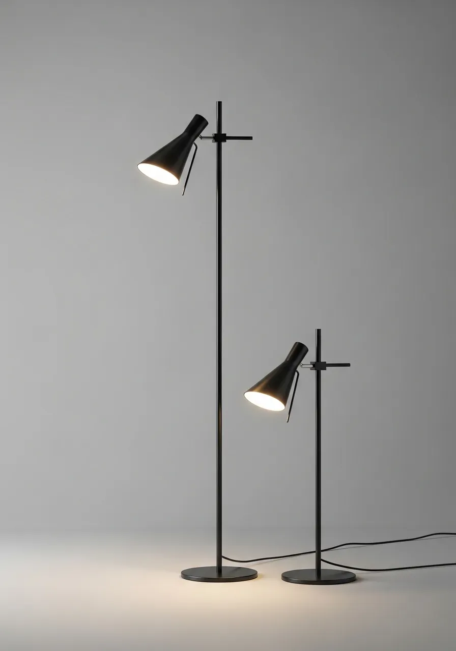 Nova Modern Metal Lambader ve Minimalist Masa Lambası Seti